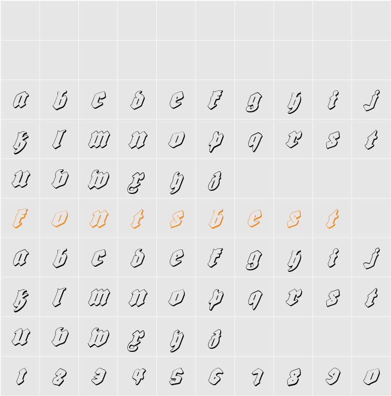 Biergärten Shadow Italic Character Map