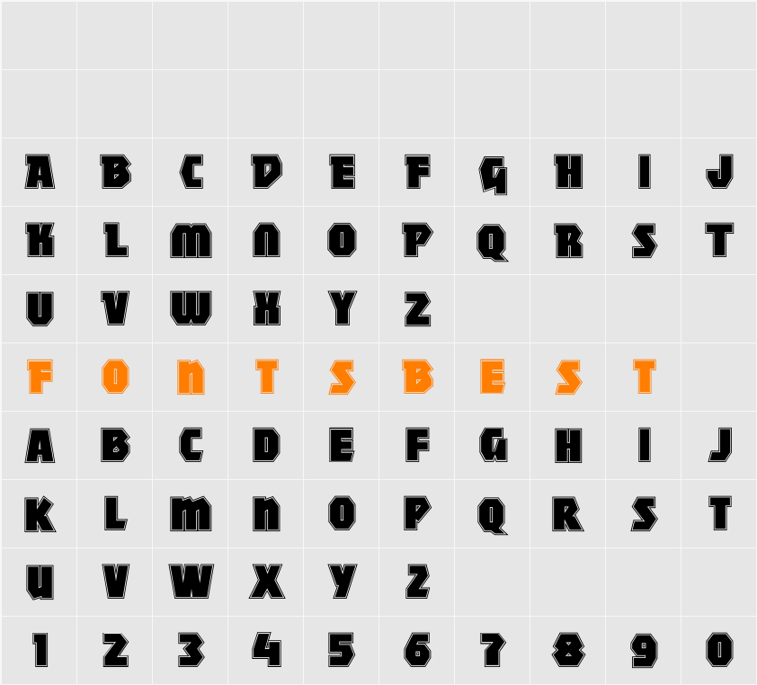 MightyContour Character Map