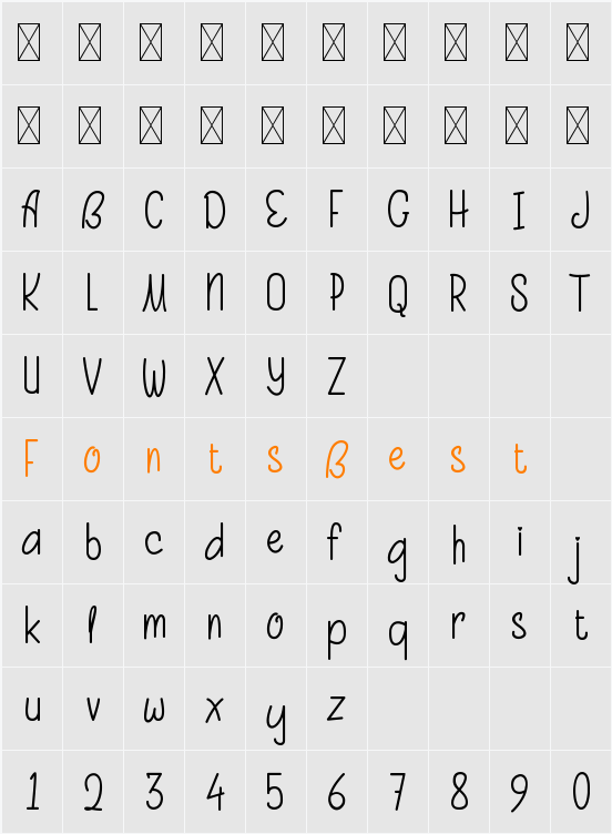 Beauty And Love Sans Character Map