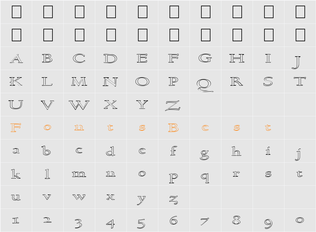 FZ ROMAN 17 HOLLOW EX Character Map