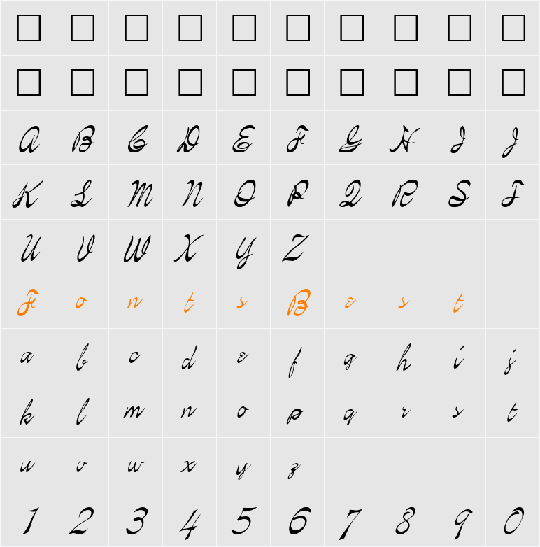 FZ SCRIPT 21 ITALIC Character Map