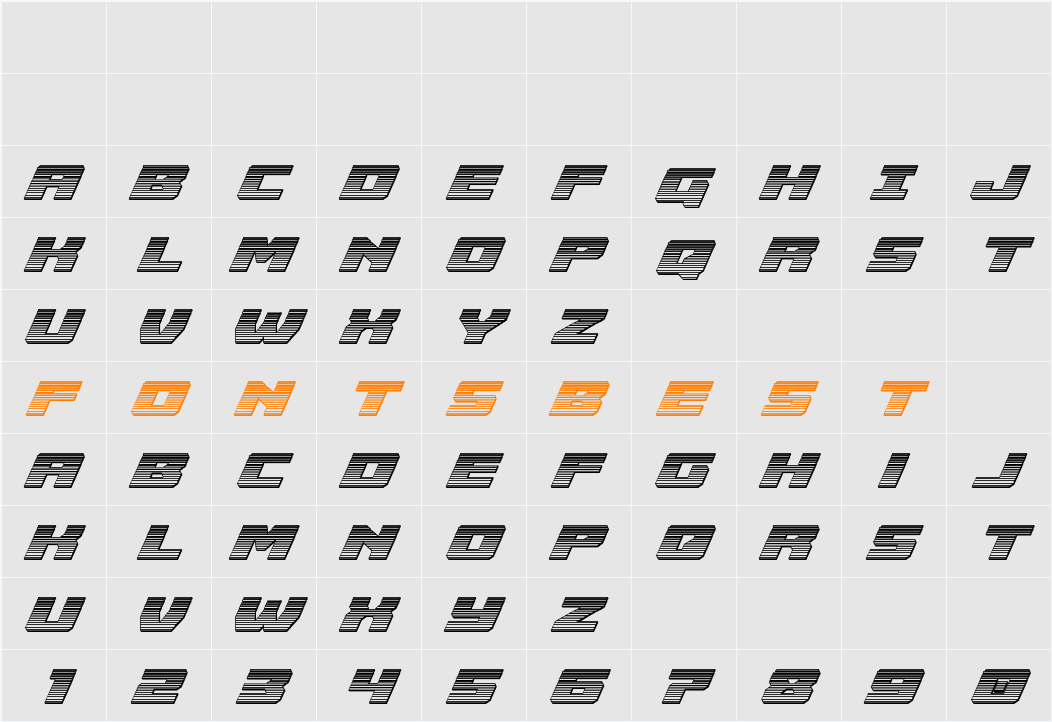 Cruiser Fortress Chrome Italic Character Map