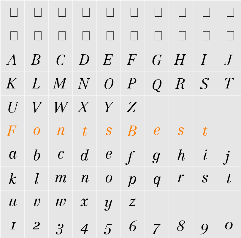 Century Reprise LightOS SSi Character Map