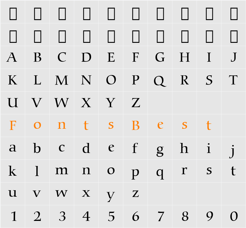 Carmina Md BT Character Map