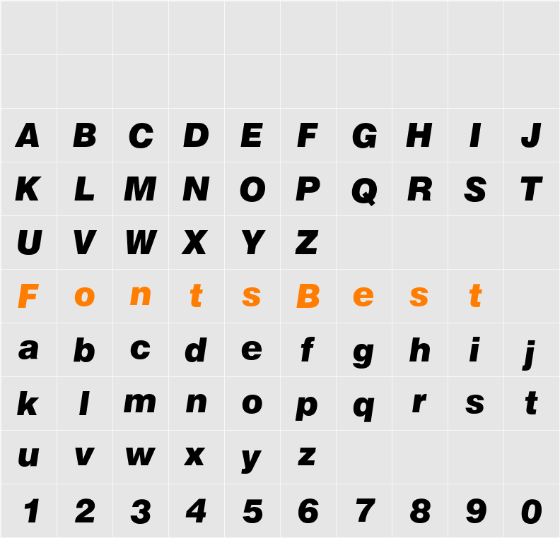 Helvetica BQ Character Map