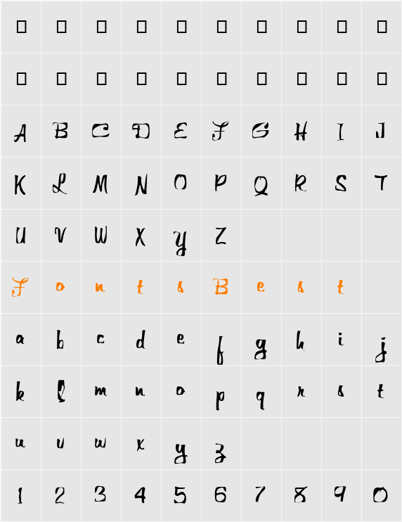 FZ WARPED 25 Character Map