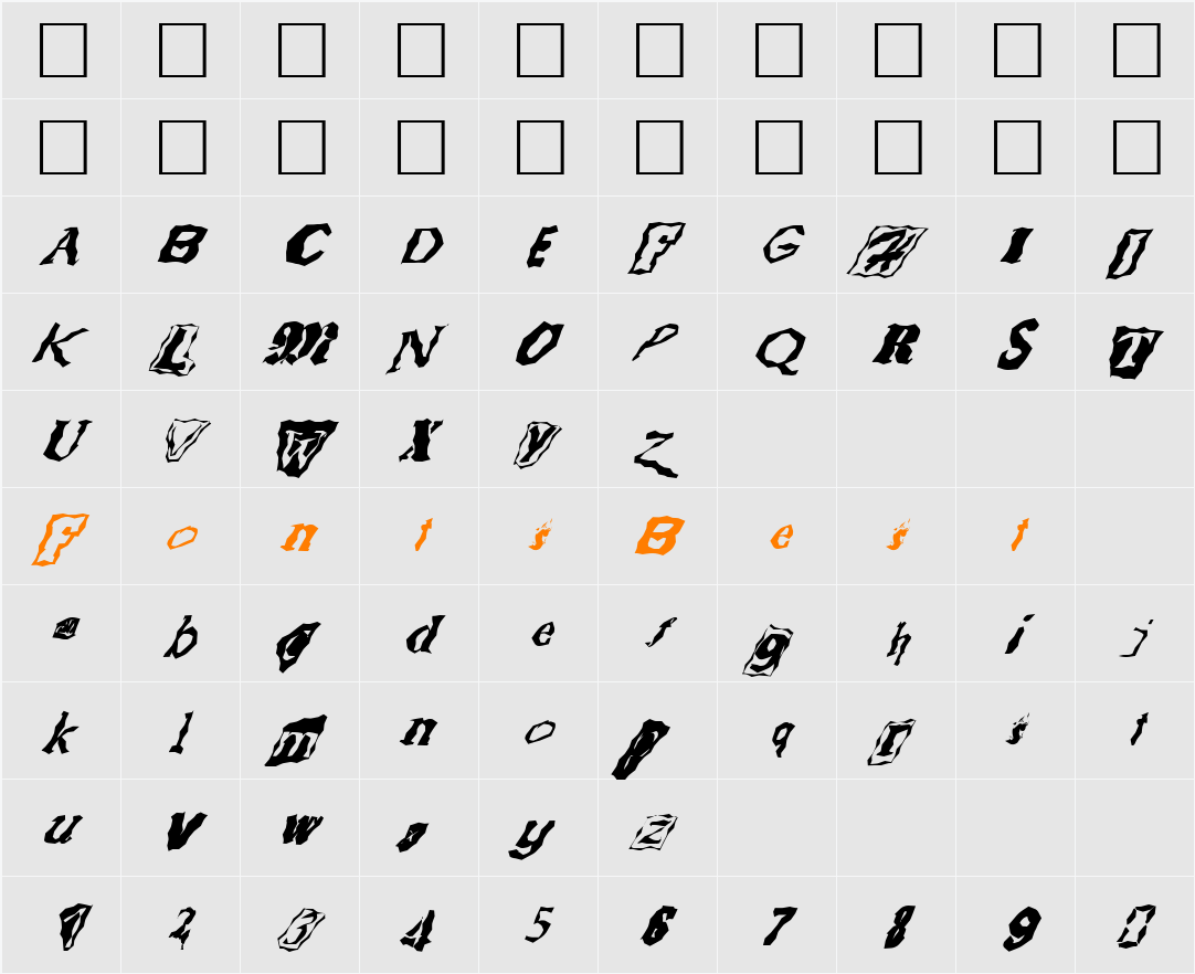 FZ WACKY 51 ITALIC Character Map