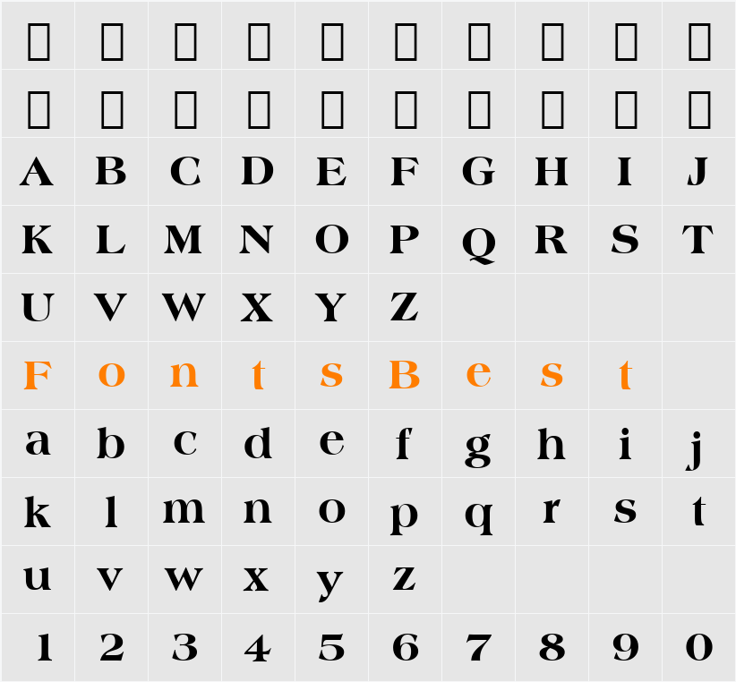 Americana XBd BT Character Map