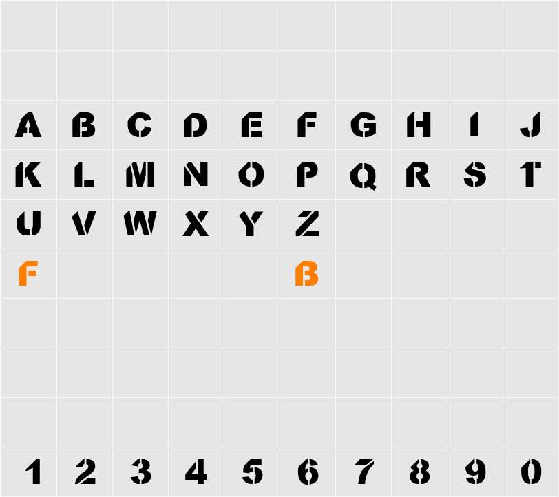 CF StencilOrama Character Map