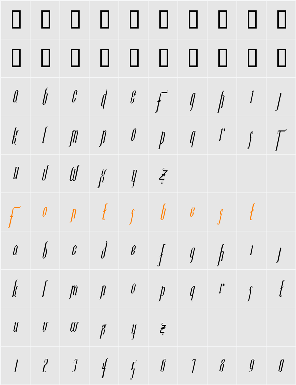 Ipswich-Condensed Character Map