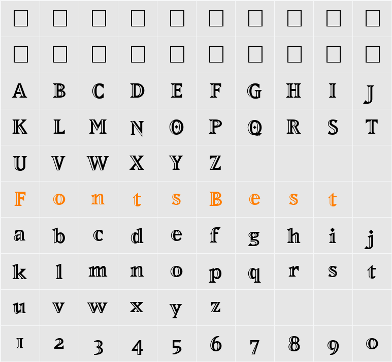 MatrixInlineExtraBoldOldstyle Character Map