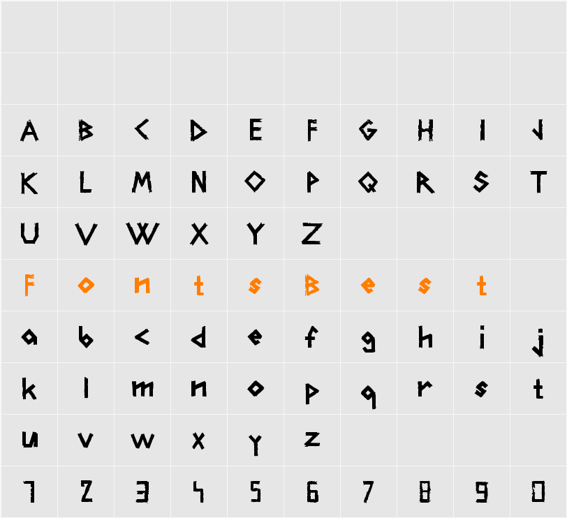 CarFont Character Map