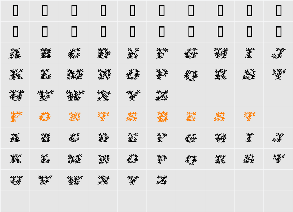 IvyDisplayCaps Character Map