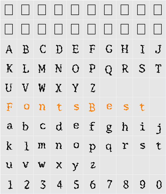 FZ WACKY 33 Character Map