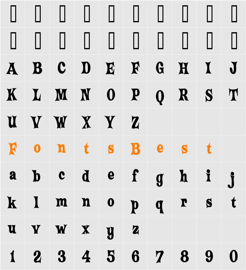 Crazy HaroldCondensed Character Map