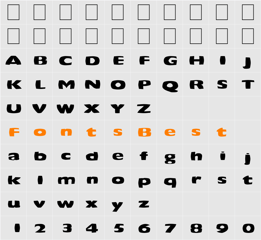 FZ WARPED 42 EX Character Map