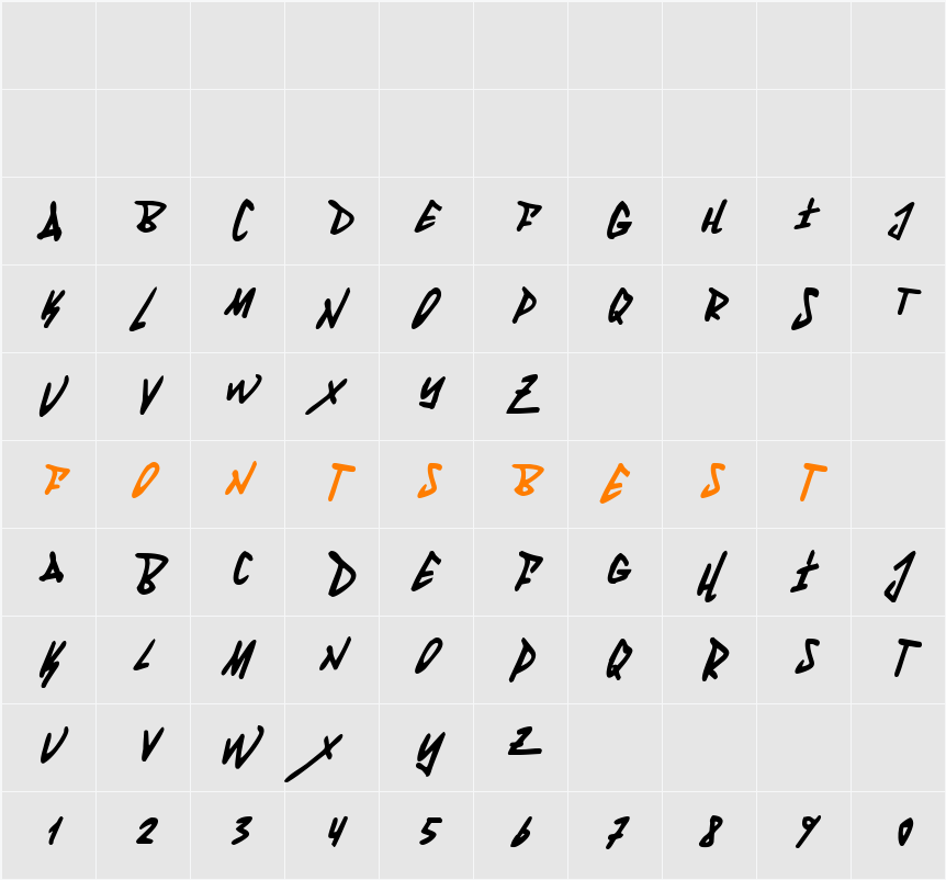 Fantom Condensed Italic Character Map