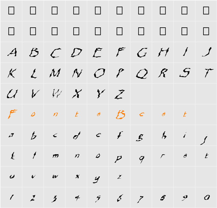 FZ WACKY 13 ITALIC Character Map