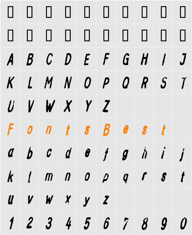 InkbleedCondensed Character Map