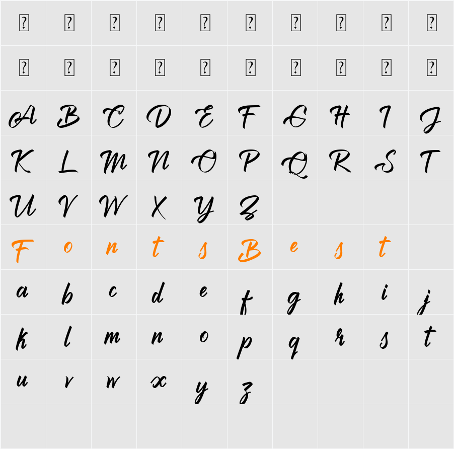 Brilliantte Presonal Use Only Character Map