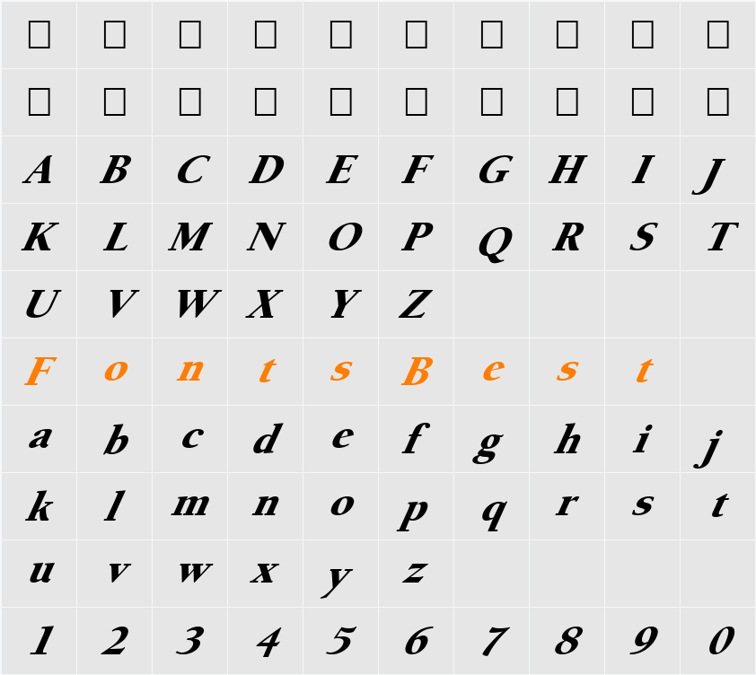 FZ ROMAN 24 ITALIC Character Map