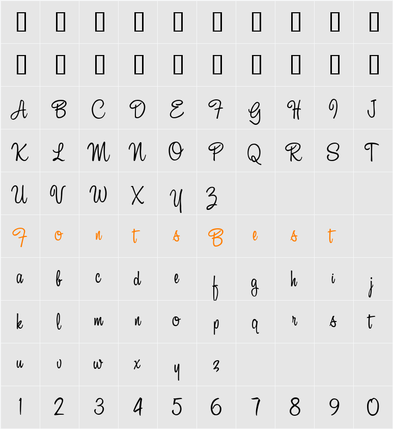 AL Serenade Character Map