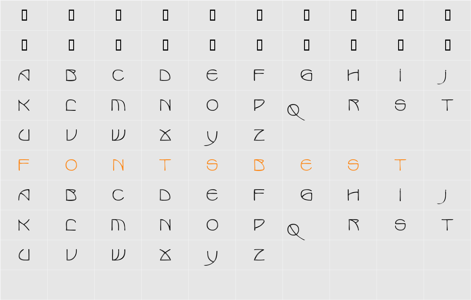 CroateDisplayCaps Character Map