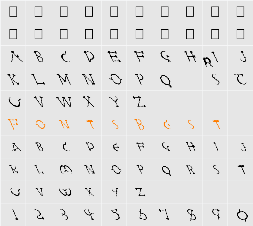 FZ UNIQUE 28 WAVEY LEFTY Character Map