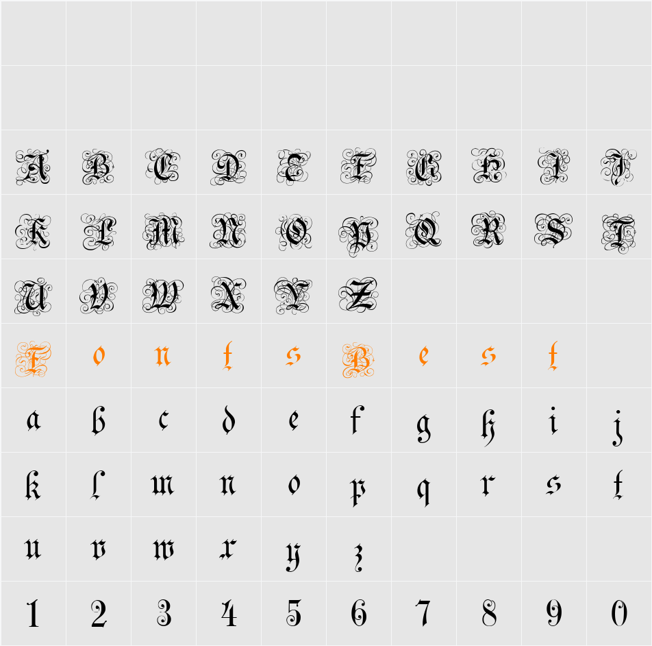 ARIDI32 Character Map