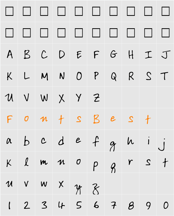 ArdleysHand Character Map