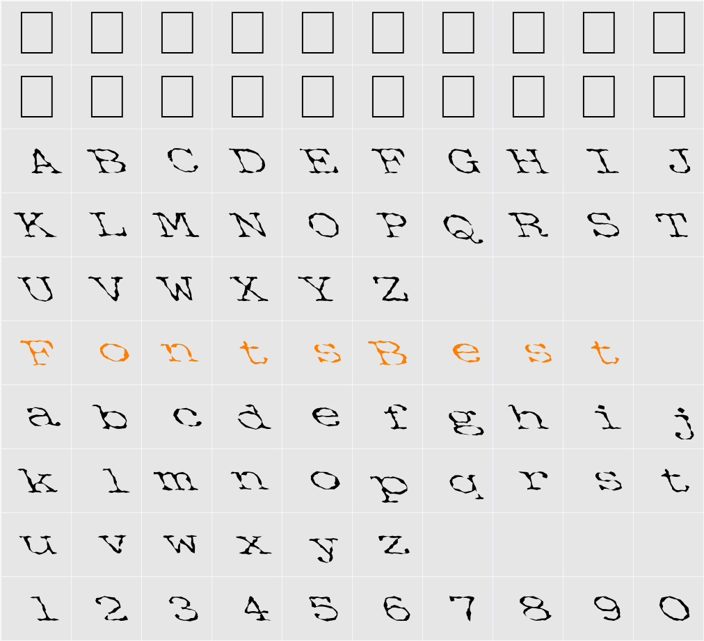 FZ WACKY 34 LEFTY Character Map