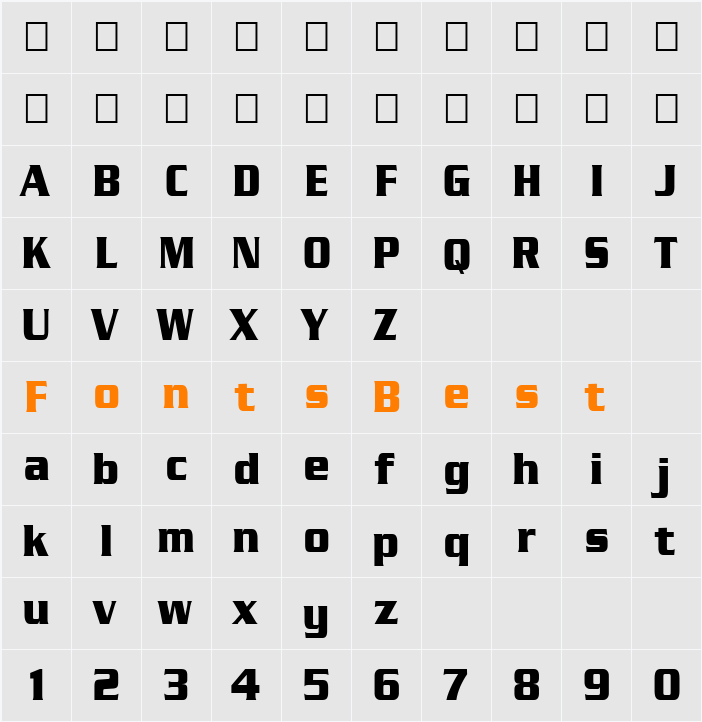 FZ ROMAN 11 COND Character Map