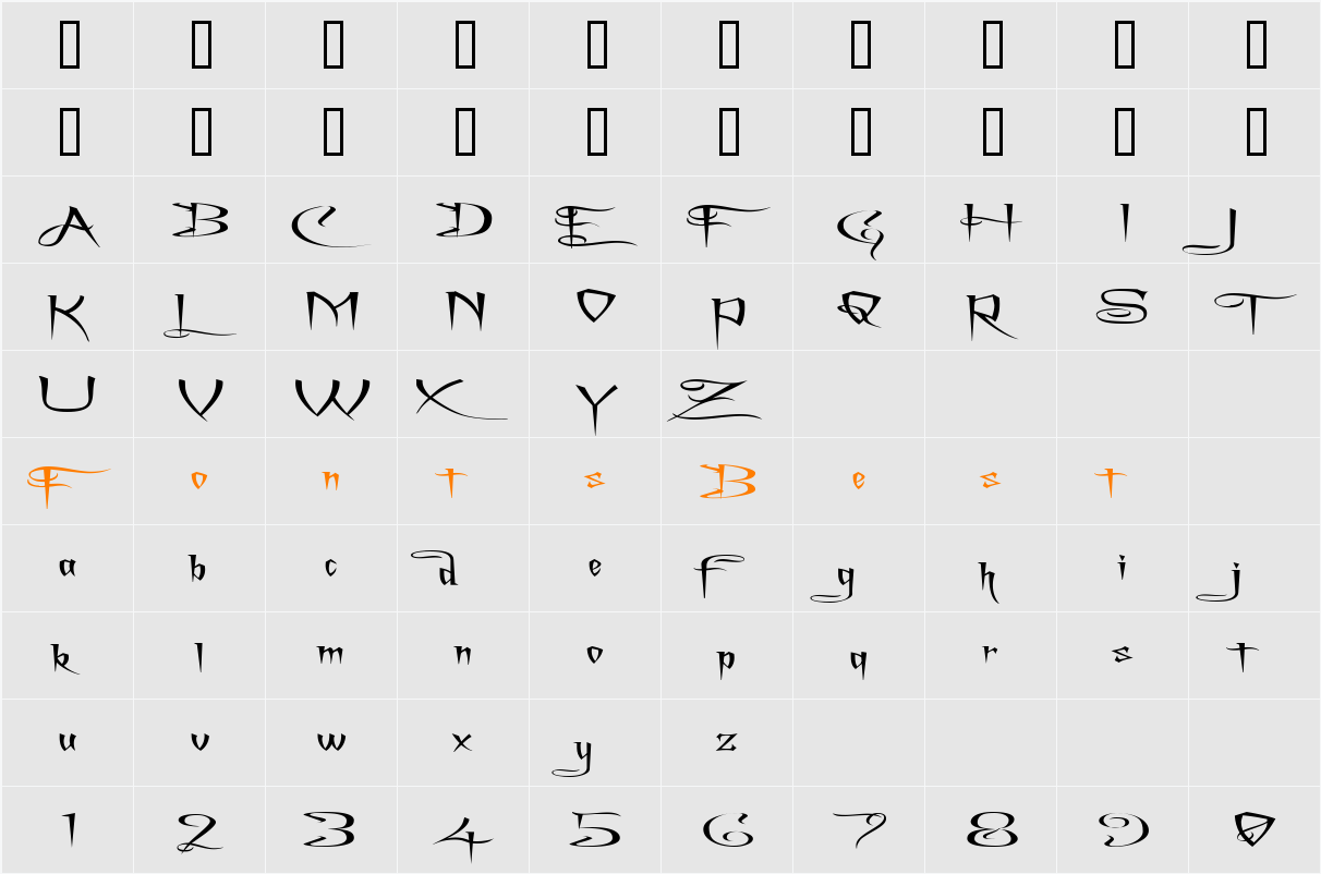 A Charming Font Superexpanded Character Map