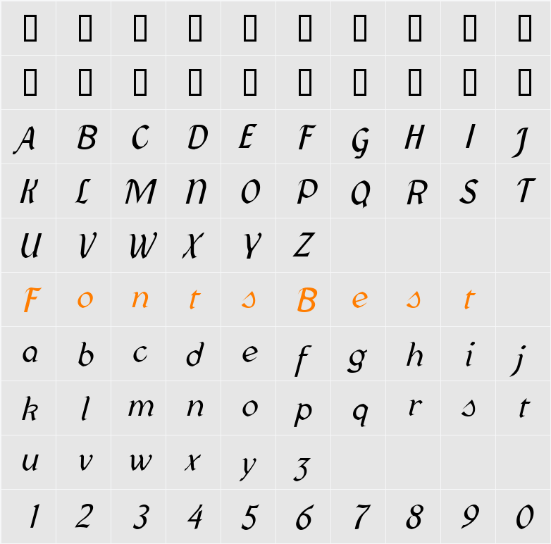 Federhozen Character Map