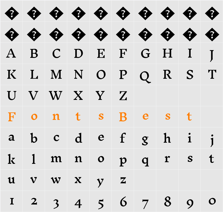 Inknut Antiqua Character Map