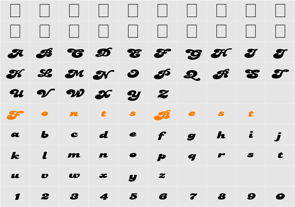 FZ JAZZY 49 EX Character Map