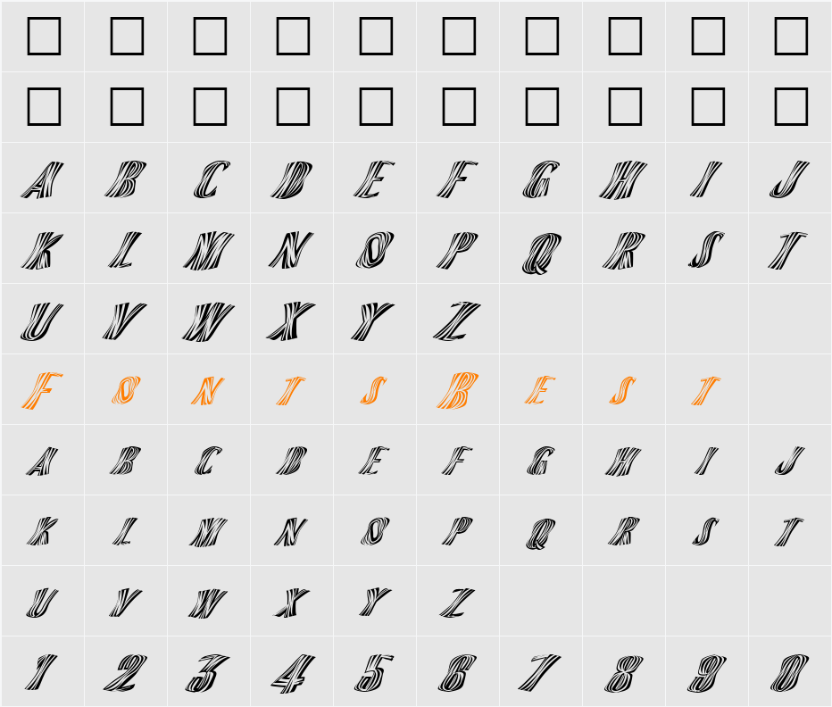 FZ WARPED 13 ITALIC Character Map