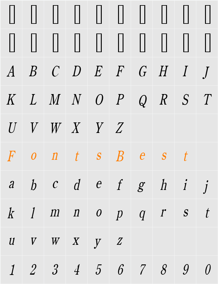 Cento Thin Character Map