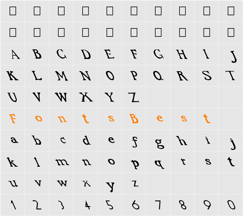 FZ JAZZY 48 LEFTY Character Map