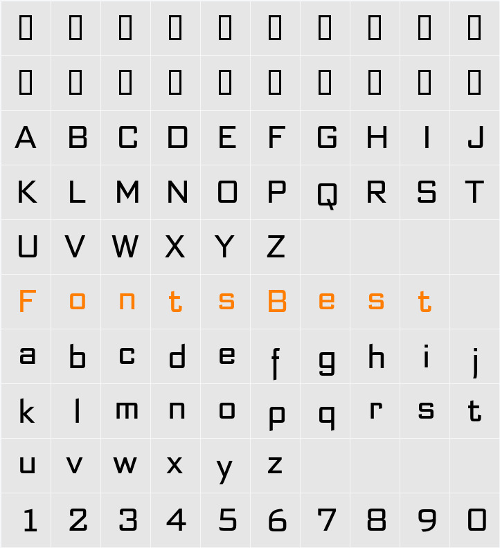 Bank Sans EF CY SemiCondensed Character Map