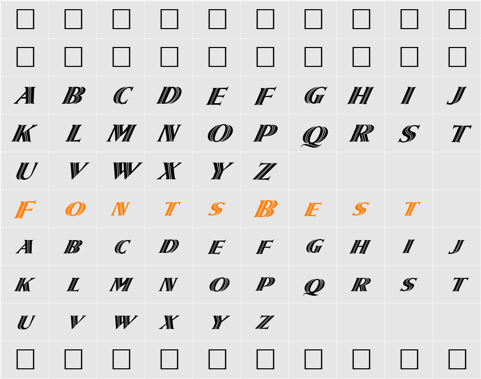 FZ OUTLINE 5 ITALIC Character Map