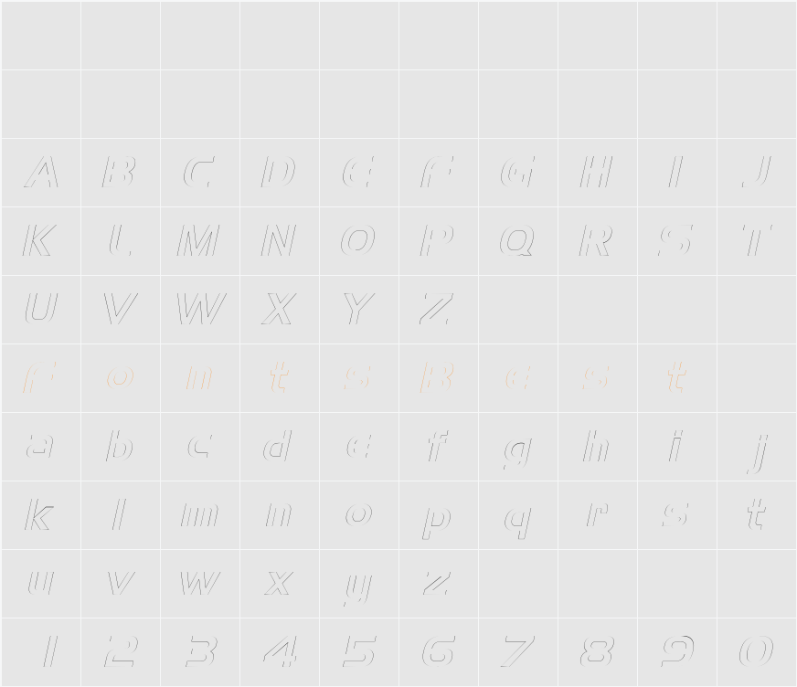 AeroOutline Character Map