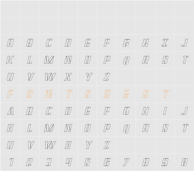 Covert Ops Outline Italic Character Map