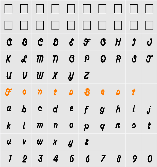 AnacondaCondensed Character Map