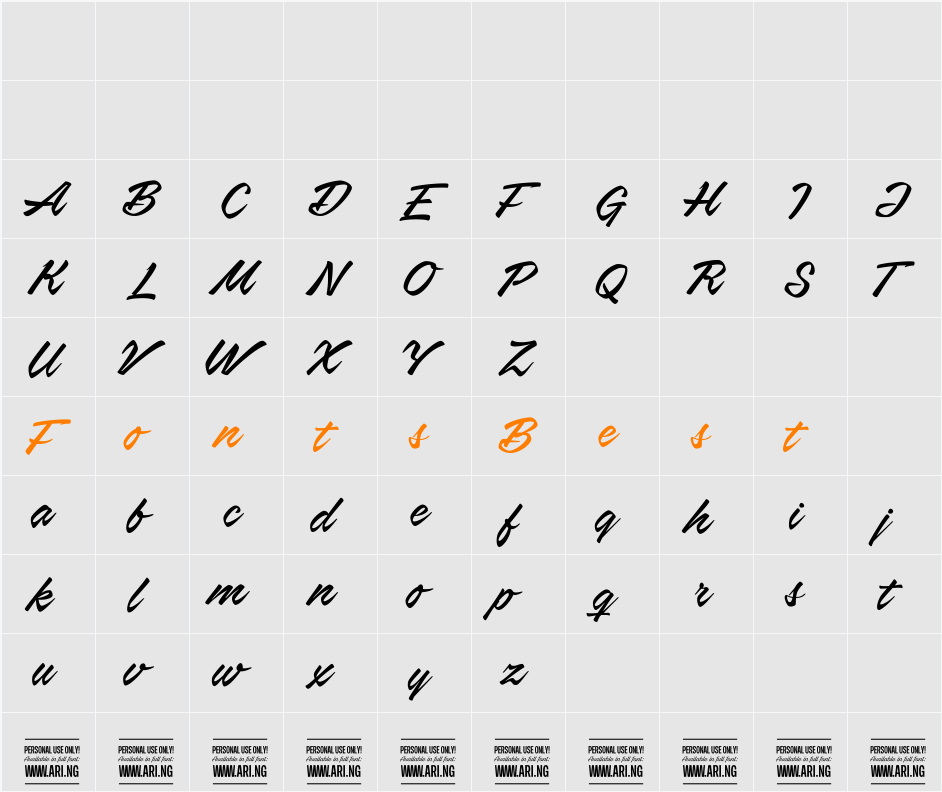 Airways PERSONAL USE ONLY Character Map