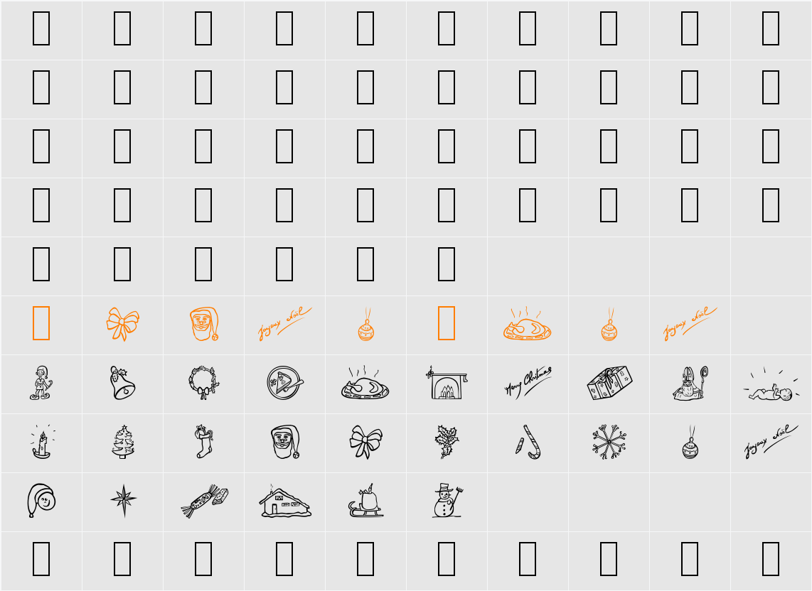 Merry Christmas Dings Character Map