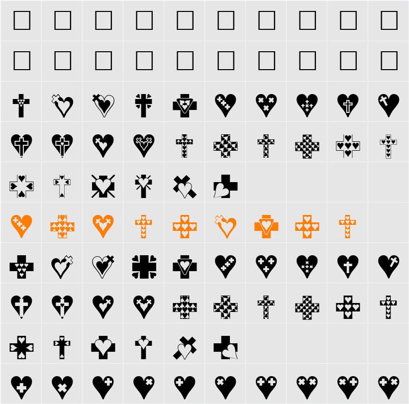 Crosses n Hearts Character Map