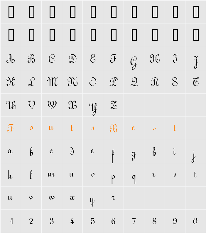 Arabesco Script SSK Character Map