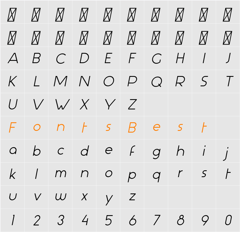 Aspergit Character Map