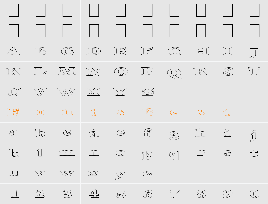 FZ ROMAN 26 HOLLOW EX Character Map